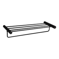 600MM Double Towel Shelf Holder Rack Rail Round Stainless Steel 304 Black
