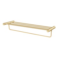 600MM Double Towel Shelf Holder Rack Rail Round Stainless Steel 304 Brushed Yellow Gold