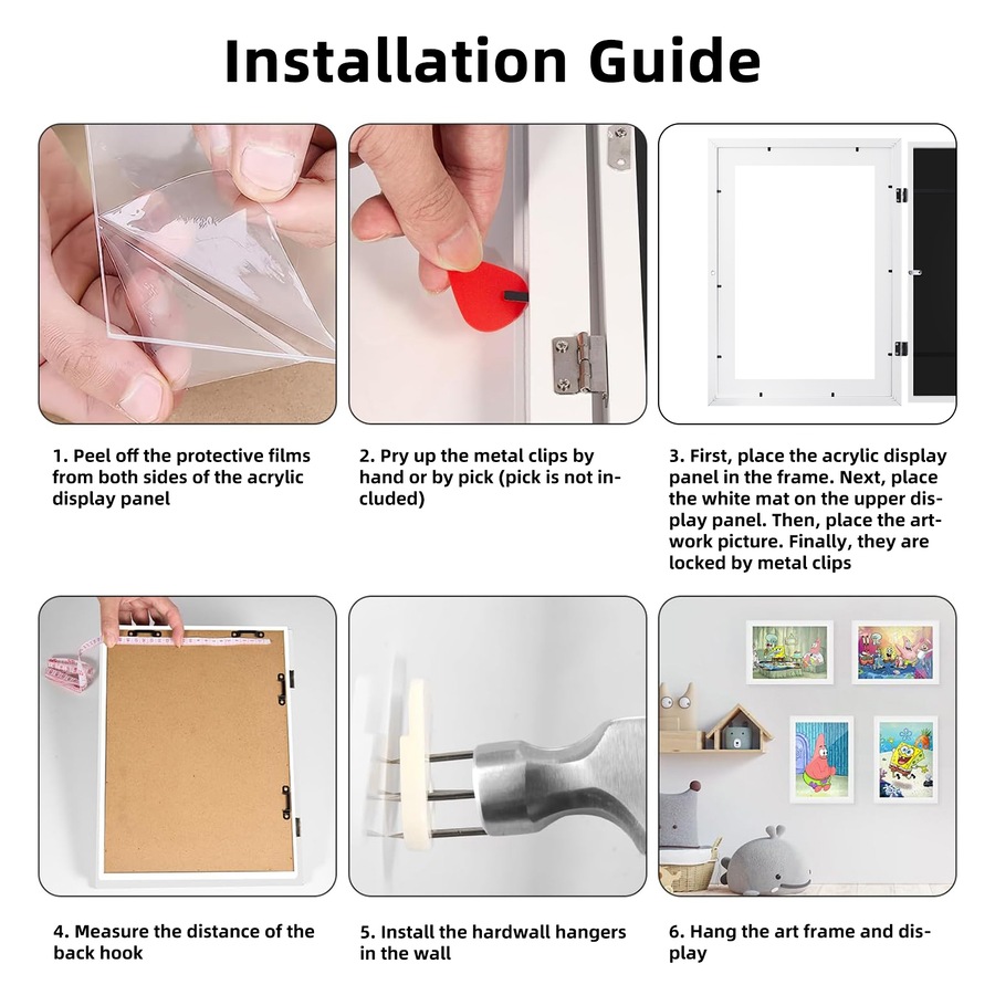 A3 Art Frame Photo Frames Collage White Kids Artwork Display Hold 150 Pictures Home Decor