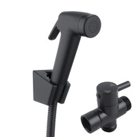 Black Shower Head Douche Bidet Toilet Spray Jet Shattaf Kit+Brass Diverter