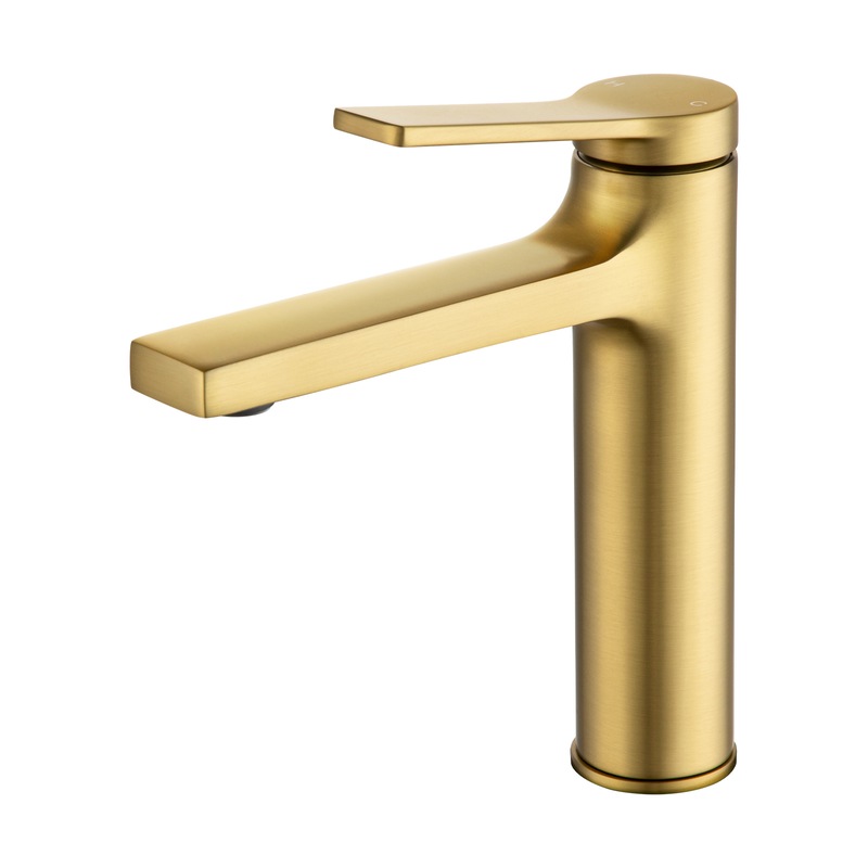 Buy Brushed Yellow Gold Bathroom Mixer Tap Round Basin Faucet Vanity ...