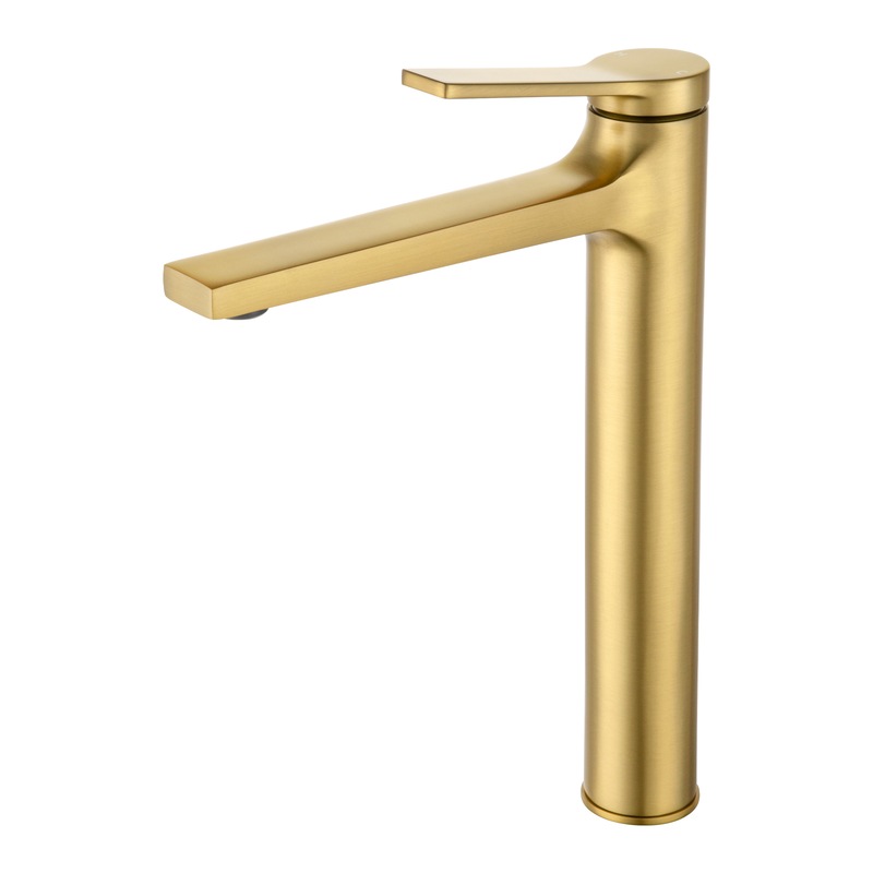 Buy Brushed Yellow Gold Tall Bathroom Tap Round Basin Mixer Tapware