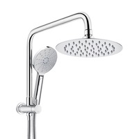 Chrome 8" Round Shower Head Handheld Gooseneck Wall Arm Set