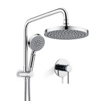 Chrome Round 8" Rain Shower Head Handheld Set Gooseneck Arm w/Mixer Tap WELS