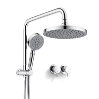 Chrome Round 8" Rain Shower Head Handheld Set Gooseneck Arm With Taps WELS