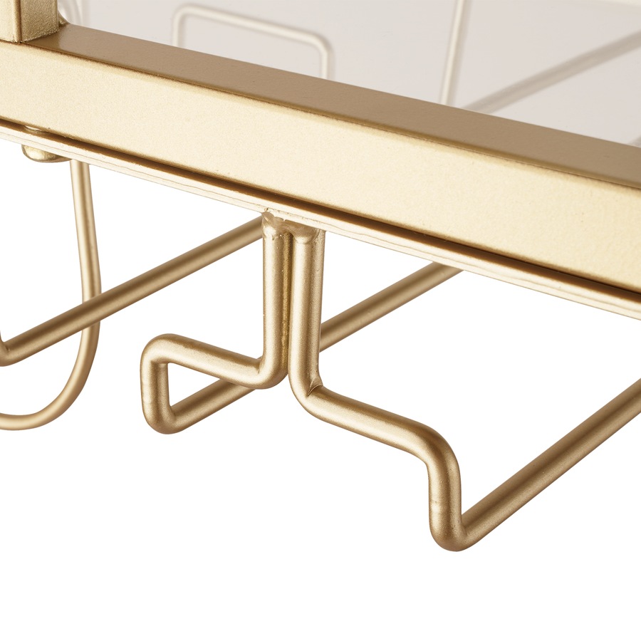 Gold 2-tier Metal Bar Cart Drinks Serving Trolley Alcohol Whiskey Rack Holder Kitchen Dining Trolley Glass Storage Holder