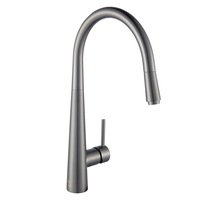 Gunmetal Grey Swivel Kitchen Sink Pull Out Mixer Tap Faucet Brushed