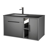 900x505mm Bath Wall Hung Vanity Storage Drawer Cabinet Stone Top Ceramic Bowl Sink Wash Basin
