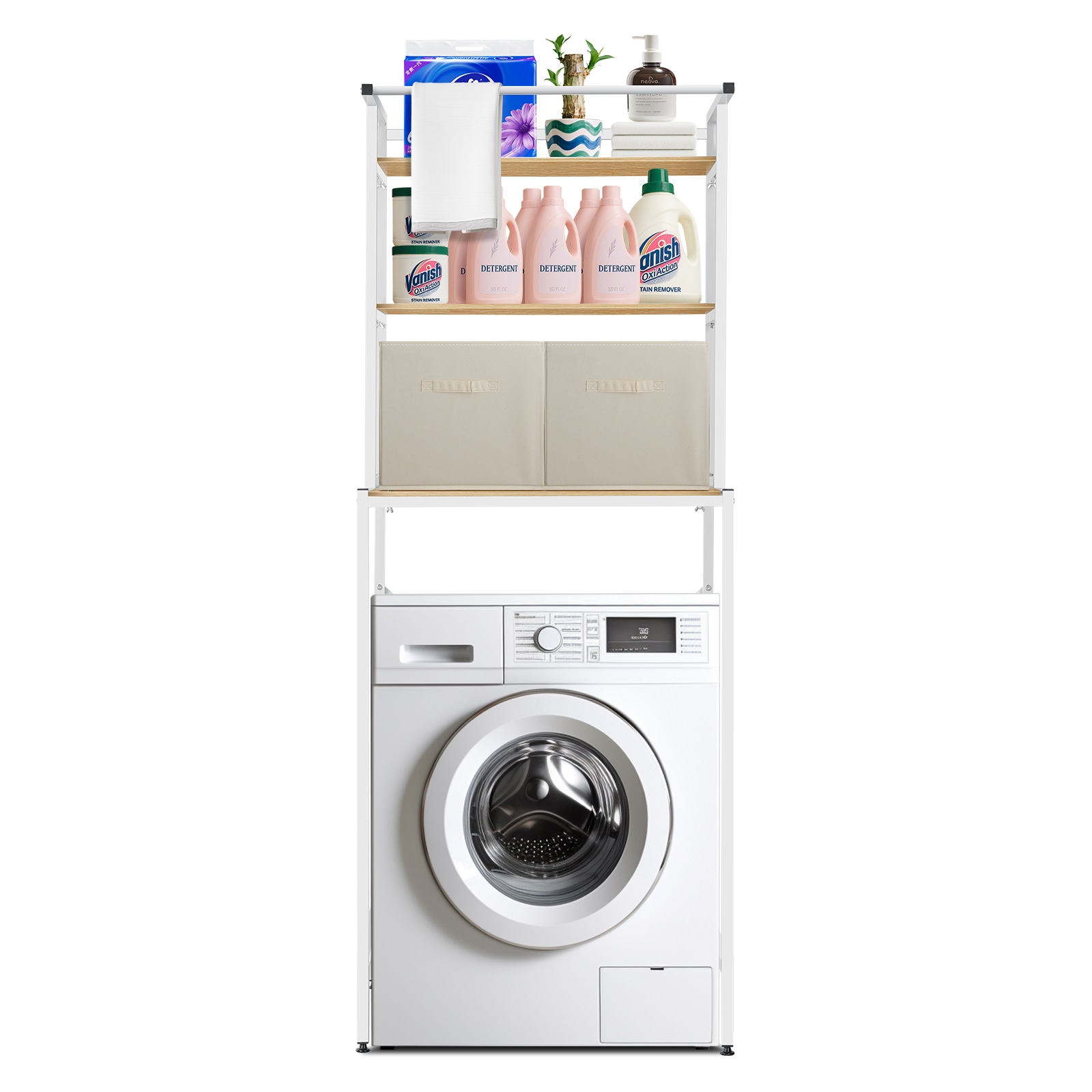 Buy White Metal 3-Tier Over Washing Machine Storage Rack Shelf ...
