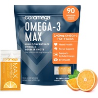 Coromega Max, High Concentrate Omega-3 Fish Oil, Citrus Burst, 2,400 mg, 90 Squeeze Shots