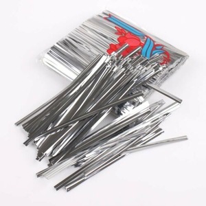 100Pcs 12Cm Twist Ties Silver Heat Shrink Paper Film Sheets for DIY Jewelry Making Craft Deco Rough Poli