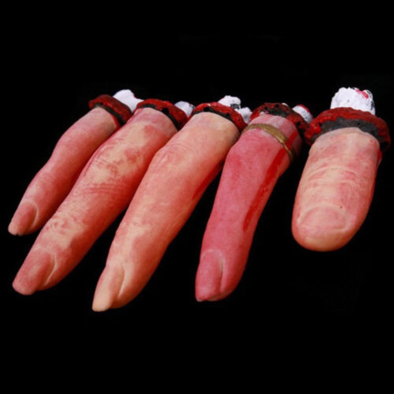 Buy 10pcs Fake Bloody Severed Five Fingers Rubber Chop Joke Halloween ...