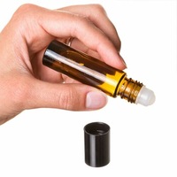 20X 10ml Amber THICK Glass Roller Bottles Rollerball Roll On Ball Essential Oils