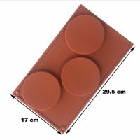 3-Cavity Silicone Cake Pie Custard Tart Resin Mold Bakeware Coaster Tray Moulds