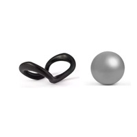 Black 2PCS Yoga Pilates Soft Ring + 25cm Silver Ball Exercise Sport GYM Home Fitness Tool