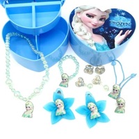 Blue Frozen Elsa Jewellery Box Necklace Earring Princess Kids Girls Toy Gift