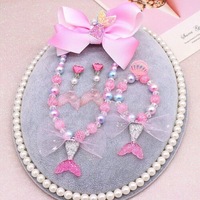 C 6PCS Mermaid Tail Necklace Bracelet Set Kids Girls Jewellery Accessories Gift