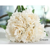 Cream 5 Heads Silk Artificial Bouquet Peony Flower Hydrangea Wedding Bridal Party Vase