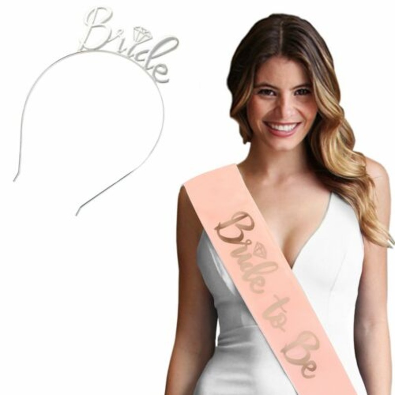 Buy Pink Sash+Silver Tiara One Set Bride To Be Sash & Tiara Crown