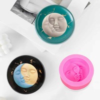 Sun Moon Face Shape 3D Candle Mould DIY Perfume Soap Candle Making Wax Silicone Mold
