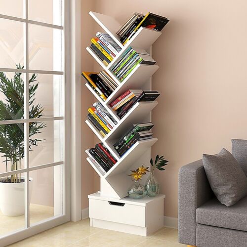 Buy Tree Bookshelf Bookcase Book Organizer 9-Tier Multipurpose Shelf ...