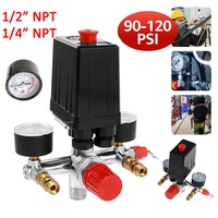 90-120PSI Air Compressor Pressure Switch Control Valve Manifold Regulator Gauges