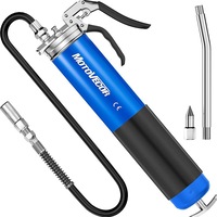 OZNALA 6000PSI Grease Gun Pressure Pistol Grip Flex Hose Dual Flow Industrial Quality