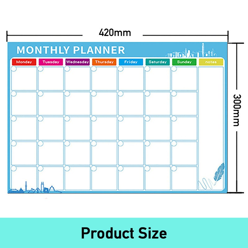 OZNALA A3 Monthly Planner Fridge Calendar Magnetic Whiteboard 3 Pens & Holder Eraser