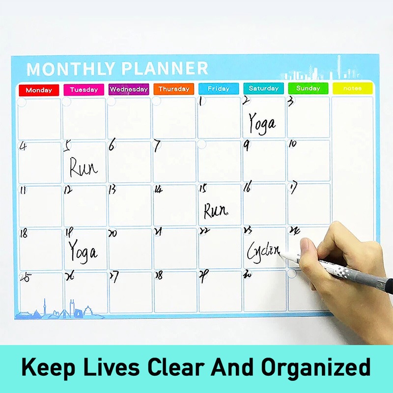 OZNALA A3 Monthly Planner Fridge Calendar Magnetic Whiteboard 3 Pens & Holder Eraser