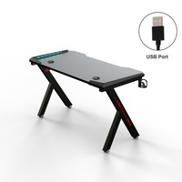 OZNALA Gaming Desk Computer Home Office Writing Racer Carbon Fiber Table with RGB LED
