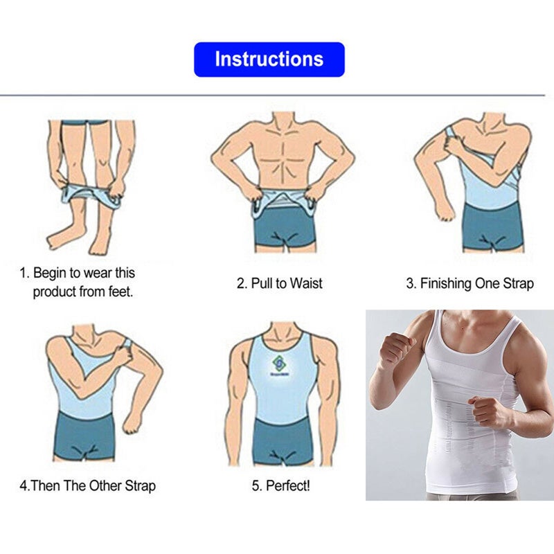 Buy OZNALA Mens Slimming Body Shaper Underwear Corset Compression Vest  Singlet Dad Bod (White,M) - MyDeal