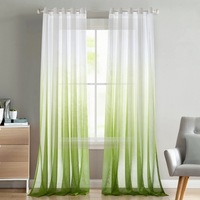 2x Ombre Sheer Curtains Draperies Window Treatment, White and Green