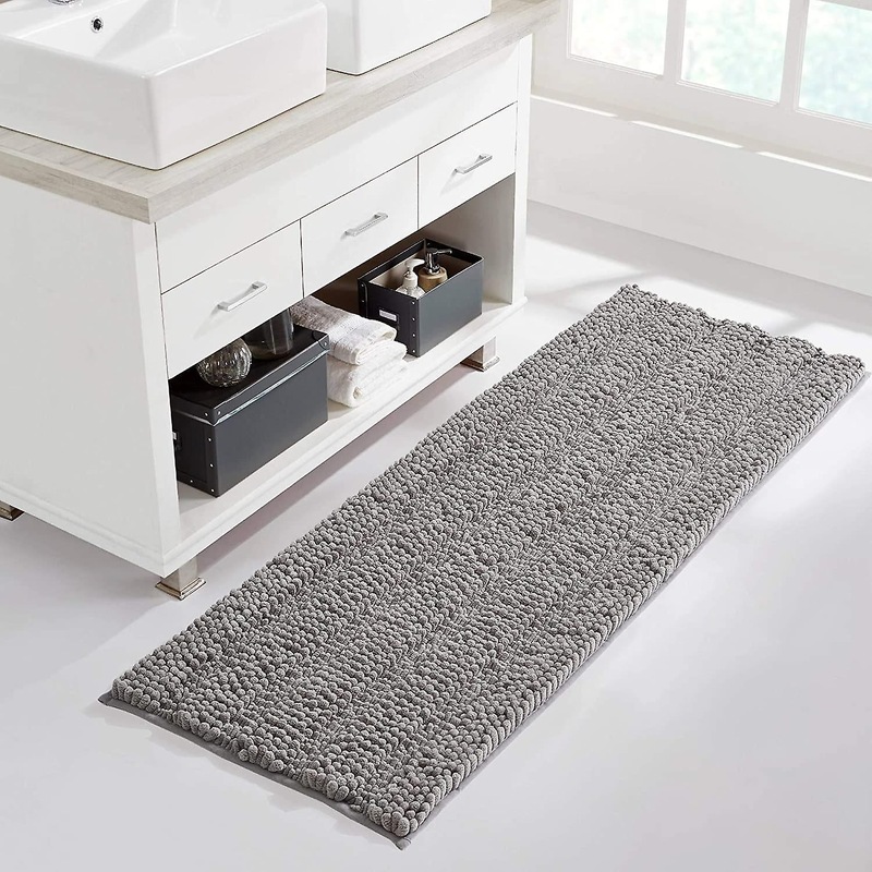 Buy Light Grey bathroom rug, extra thick indoor outdoor durable doormat