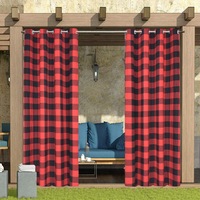 Outdoor Curtains for Patio Waterproof, Red and Black