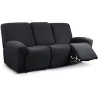 Recliner Sofa Covers Stretch for 1/2/3 Seats Jacquard Pattern Furniture Protector, Black