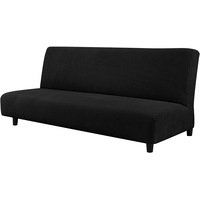Stretch Armless Sofa Slipcover Futon Cover with Elastic Bottom, Black