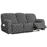 Stretch Recliner Sofa Cover Jacquard Reclining Cover with Side Pocket for 1/2/3 Seater, Dark Grey