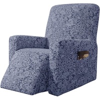 Stretch Rocking Recliner Silpcover with Side Pocket, Grayish Blue