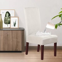 Waterproof Suede Chair Covers Stretch Chair Covers for Dining Room Set of 2/4/6/8 Parson Chair Slipcovers Chair Protectors Covers Dining, Ivory White
