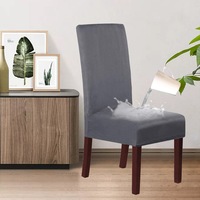 Waterproof Suede Chair Covers Stretch Chair Covers for Dining Room Set of 2/4/6/8 Parson Chair Slipcovers Chair Protectors Covers Dining, Grey