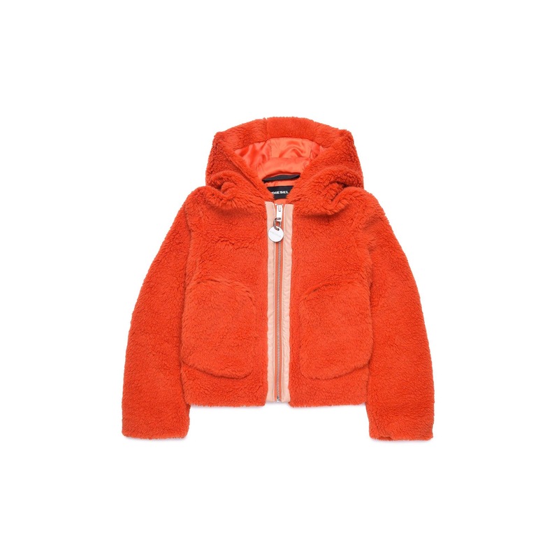 Buy Diesel Girls Orange Fluffy Jacket with Hood - MyDeal