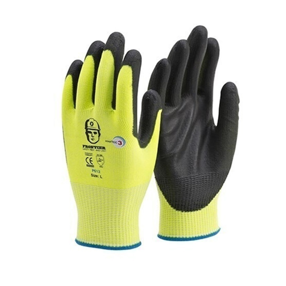 12 Pairs x FRONTIER Cooltec3N Cut 3 Hi Vis Gloves  Yellow