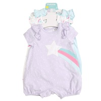 3pc PEKKLE Girl's Rainbow Patterns Rompers - Blue / Purple / White