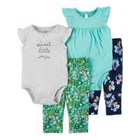 CARTERS 4pc Girl's Clothing Set: Two Sleeveless Bodysuits, & Two Pants - Floral