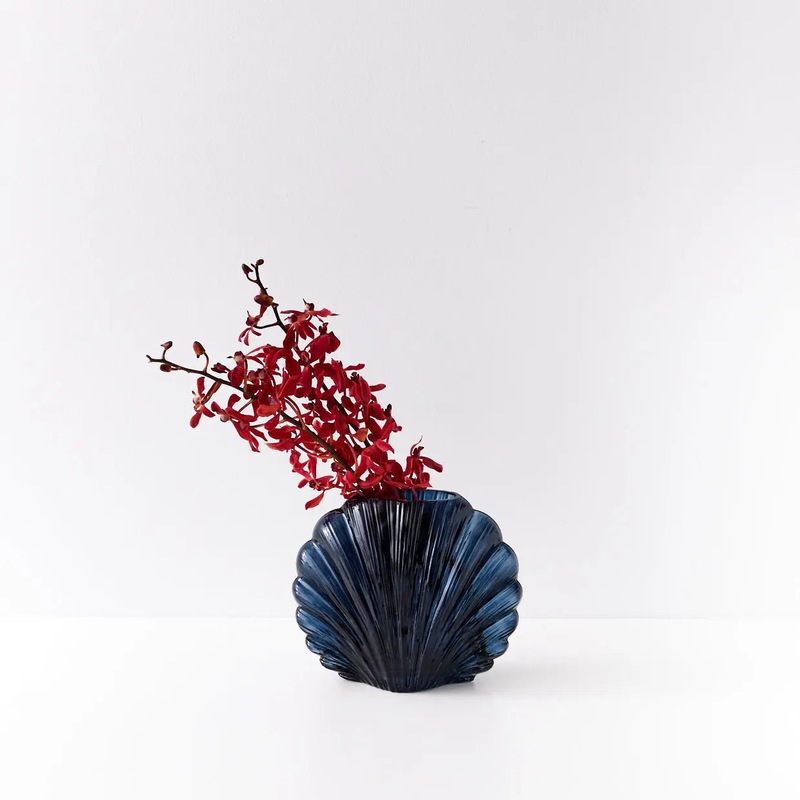 Buy Fan Shaped Coloured Glass Vase 17cm MyDeal