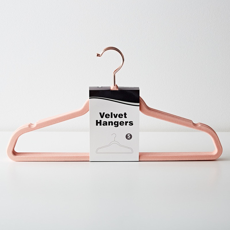 Buy Flocked Coat Hanger Set 5 Pink MyDeal