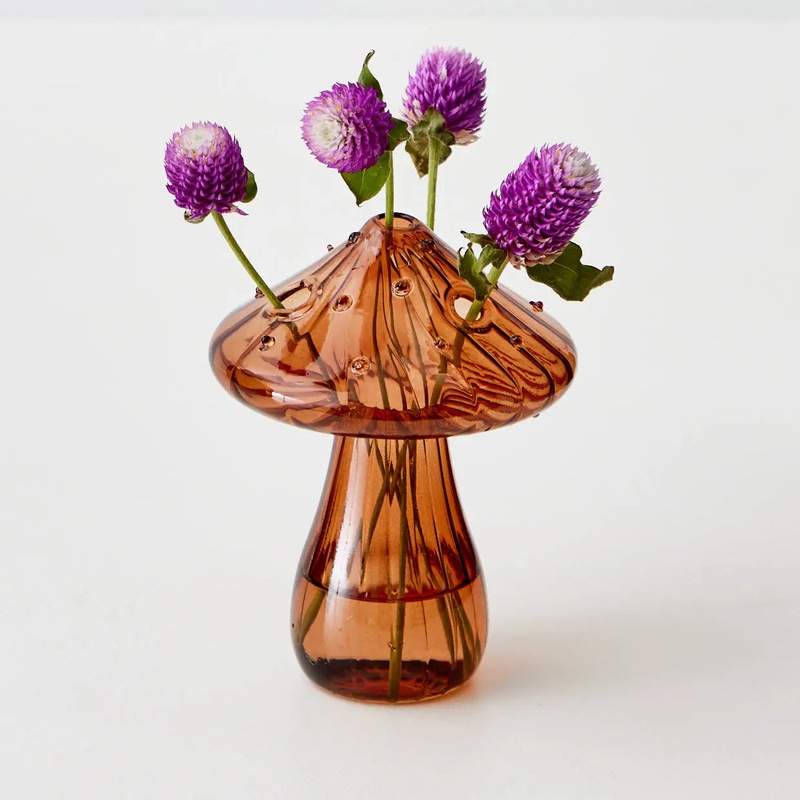 Buy Mushroom Coloured Glass Vase Amber - MyDeal