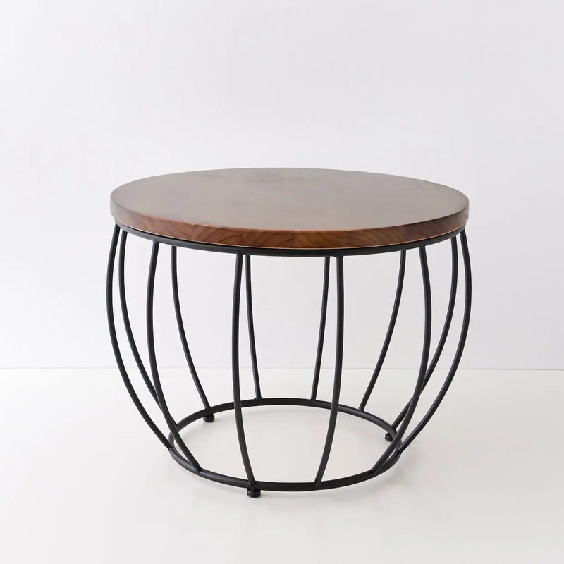 Buy Wooden Topped Wire Round Coffee Table Black MyDeal