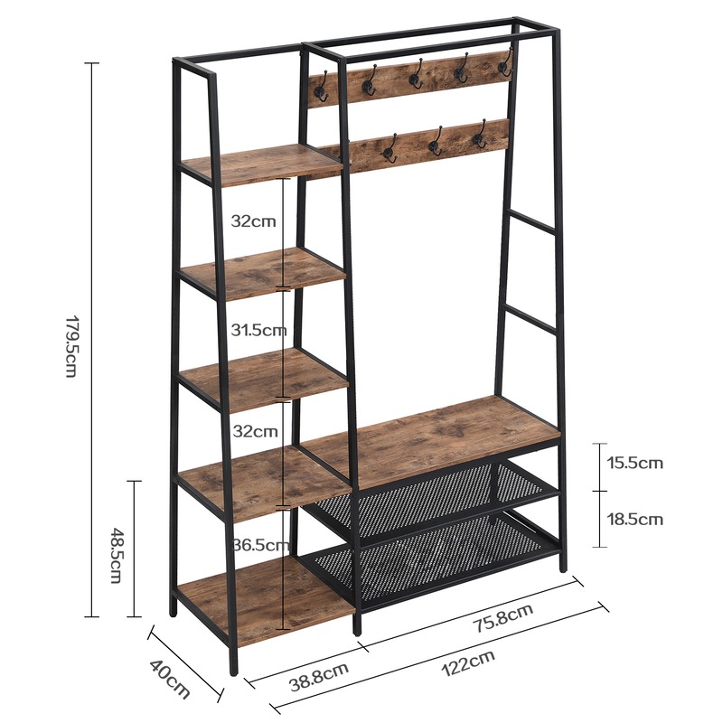 Buy HOMFURN Hall Tree with Storage Bench, 5in1 Entryway Shelf with