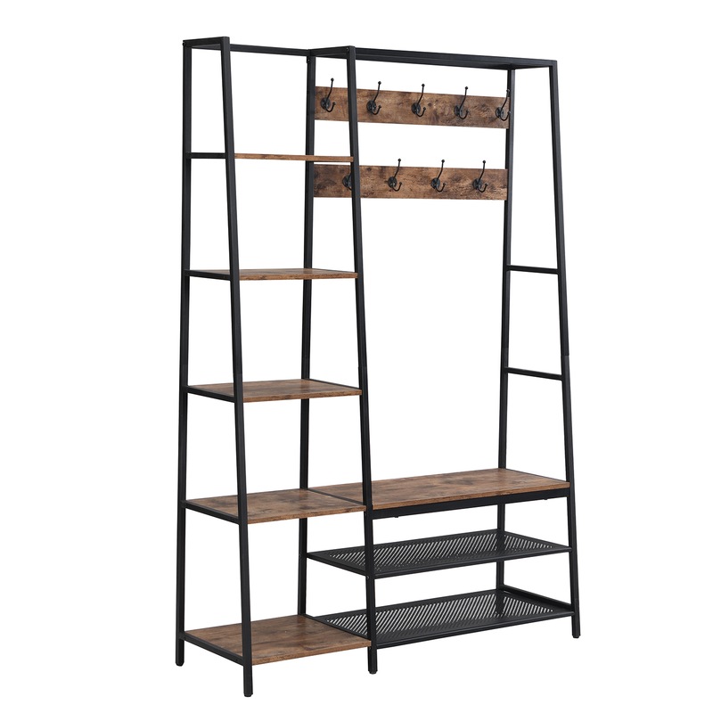 Buy HOMFURN Hall Tree with Storage Bench, 5in1 Entryway Shelf with Coat Rack, Coat Stand with